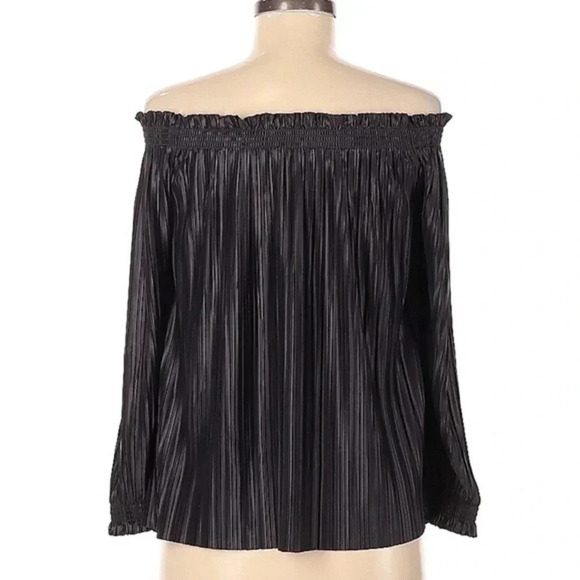 Banana Republic | Striped Off The Shoulders Long Sleeve Blouse Size M Medium - Picture 3 of 3